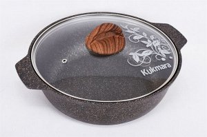 Кастрюля-жаровня антипригарная литая 3,0л стеклянная крышка Granit ultra original ТМ KUKMARA