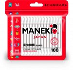 * Палочки ватные гигиен. &quot;Maneki&quot; RED, с белым бум. стиком, в zip-пакете, 100 шт./упак