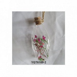 Украшение декоративное подвесное "Бутылочка с цветами" 4х9см YQT6169-2 ВЭД
