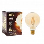 Лампа светодиодная REV LED FILAMENT VINTAGE, G95, 5 Вт, E27, 2700 K, шар, теплый свет