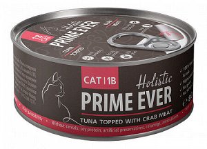Prime Ever 1B Тунец с крабом в желе влажный корм для кошек жестяная банка 0,08 кг