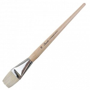 Кисть «Сонет» № 18, щетина, плоская, длинная ручка, d=39 мм, покрытая лаком