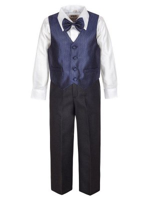 Костюм для мальчика: жилет, брюки, рубашка и бабочка  Цвет:темно-синий