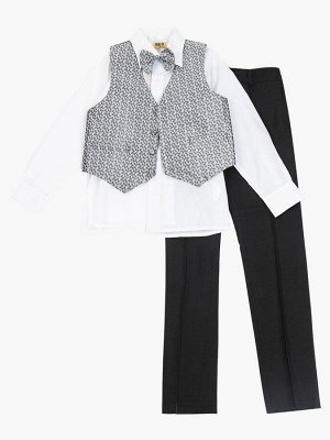 Костюм для мальчика: жилет, брюки, рубашка и бабочка  Цвет:серый
