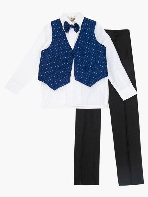 Костюм для мальчика: жилет,брюки,рубашка и бабочка  Цвет:синий