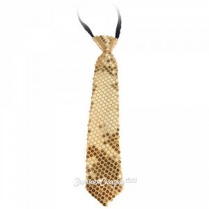 Карнавальный галстук с пайетками Party Tonight 32 см, золотой (Koopman)