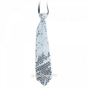 Карнавальный галстук с пайетками Party Tonight 32 см, серебряный (Koopman)