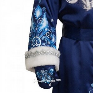 Карнавальный костюм для взрослых Дед Мороз сатиновый с аппликациями, синий, 54-56 размер (Батик)