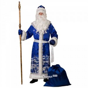 Карнавальный костюм для взрослых Дед Мороз - Роспись Гжель, 54-56 размер (Батик)