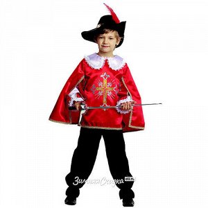 Карнавальный костюм Мушкетер, красный, рост 104 см (Батик)