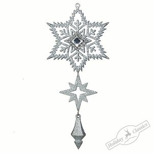 Снежинка-звездочка "Орион" серебряная с подвеской 8,5х20 см