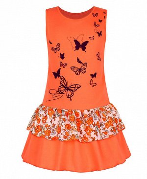 Оранжевый сарафан(платье) для девочки соборками Цвет: оранжевый