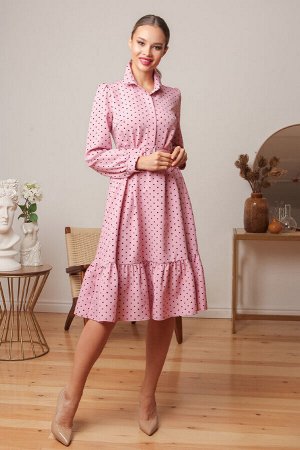 Платье 438, розовый/горох