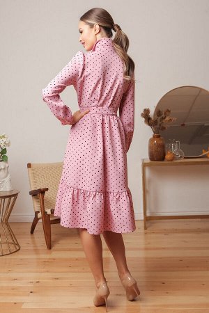 Платье 438, розовый/горох