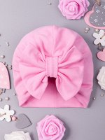 Чалма трикотажная для девочки с бантом, розовый