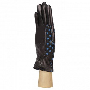 Перчатки жен. 100% нат. кожа (ягненок), подкладка: шерсть, FABRETTI F5-1/12 black/blue