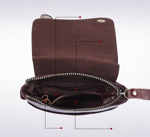 Manial Поясная многофункциональная мужская сумка из натуральной кожи, с возможностью носить на плече с декоративным клапаном с пряжкой, закрывающим карман. Вместительное отделение на молнии. Есть кара
