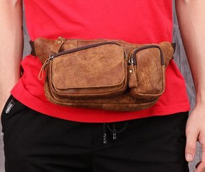 Tertius Поясная многофункциональная мужская поясная сумка из натуральной кожи, с возможностью носить на плече. Длинна ремня 110см. Впереди имеется 2 кармана на молнии. На тыльной стороне отделение на 