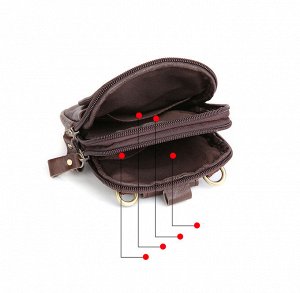 Andrea2 Мужская поясная многофункциональная сумка из натуральной кожи на молнии с клапаном, закрывающим карман впереди. С возможностью носить на плече. Длинна ремня 130см.  Два достаточно вместительны