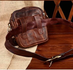Julian Многофункциональная мужская сумка из натуральной кожи для спорта и отдыха, с клапаном с карманом на молнии и декорированной отстрочкой. Очень вместительные 2 отделения на молнии  для наличных д