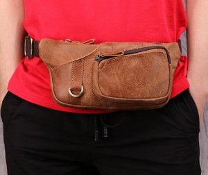 Tiberiu Поясная многофункциональная мужская поясная сумка из натуральной кожи, с возможностью носить на плече. Длинна ремня 110см. Впереди имеется 2 кармана: на молнии и на кнопке с декоративным клапа