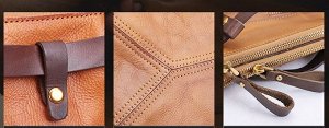 Uraan Большая многофункциональная элегантная мужская сумка из натуральной кожи с очень вместительными отделениями, закрывающимися на молнию. Декорирована ремешками альтернативного цвета и стильной отс