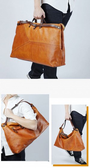 Uraan Большая многофункциональная элегантная мужская сумка из натуральной кожи с очень вместительными отделениями, закрывающимися на молнию. Декорирована ремешками альтернативного цвета и стильной отс