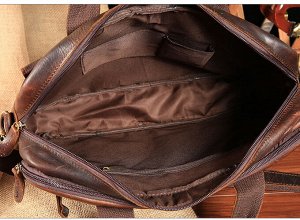 Darkhan Большая многофункциональная элегантная деловая мужская сумка из натуральной кожи с очень вместительными отделениями закрытыми на молнию. Впереди объемные карманы с клапанами. Есть внутреннее о