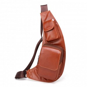 Zuberi Многофункциональная мужская сумка из натуральной кожи для спорта и отдыха, с вместительным отделением закрытым на молнию и накладными карманами на молнии и на клапане. Внутри вместительное отде