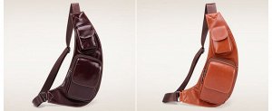 Zuberi Многофункциональная мужская сумка из натуральной кожи для спорта и отдыха, с вместительным отделением закрытым на молнию и накладными карманами на молнии и на клапане. Внутри вместительное отде