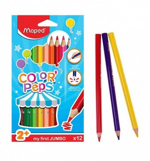 Maped. Карандаши цветные "Color'Peps" (12 цв) макси, треугольные  арт.834010