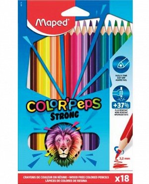 Maped. Карандаши цветные пластиковые "Color'Peps Strong" (18 цв) повышенной прочности арт.862718