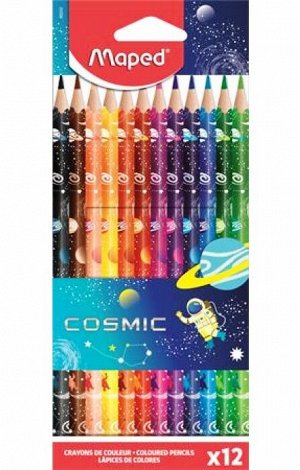 Maped. Карандаши цветные пластиковые "Color'Peps Cosmic" (12 цв) декорированные арт.862242