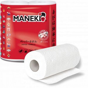 Полотенца бумажные рулонные"Maneki" RED, 2 слоя, 60 л., белые, 2 рулона/упаковка
