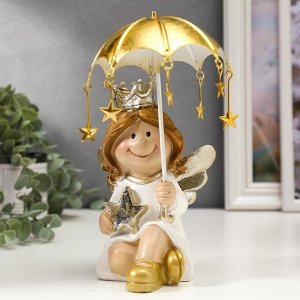 Сувенир полистоун "Ангел-принцесса со звёздой под зонтом" МИКС 18х10,5х11,5 см
