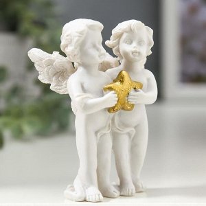 Сувенир полистоун "Белоснежные ангелочки с золотой звёздочкой" 7,5х6,2х3,5 см