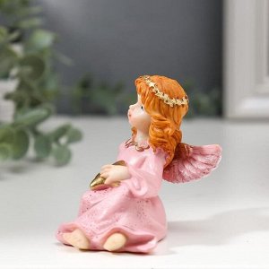 Сувенир полистоун "Девочка-ангел в розовом платье со звездой" 6,7х7,8х5,5 см