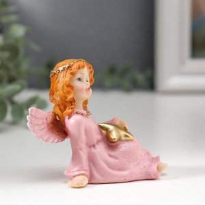 Сувенир полистоун "Девочка-ангел в розовом платье со звездой" 6,7х7,8х5,5 см