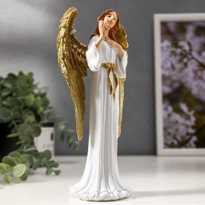 Сувенир полистоун "Девушка ангел-хранитель с звездой, с золотыми крыльями" 20х9,5х6 см