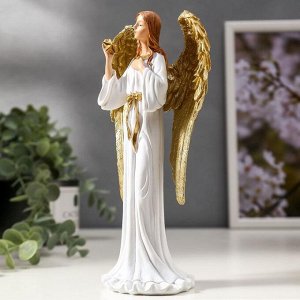 Сувенир полистоун "Девушка ангел-хранитель с звездой, с золотыми крыльями" 20х9,5х6 см