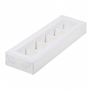 Коробка для 5 конфет с окном Белая 23х7х3 см