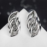 Серьги металл &quot;Геометрия&quot; косичка, цвет серебро