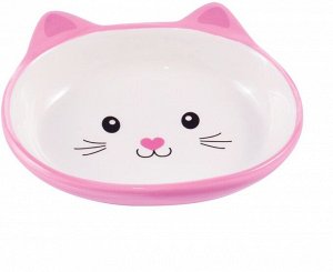 КерамикАрт миска керамическая для кошек 150 мл Мордочка кошки розовая