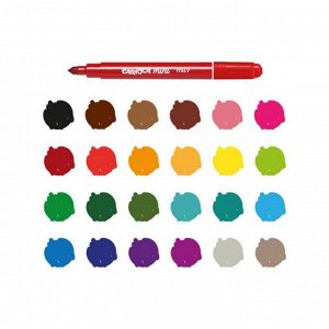 Фломастеры 24 цвета Carioca Mini, 1-4,7 мм, 6 флуоресцентных, в пластиковом пенале