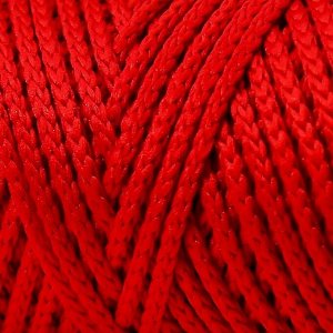 Шнур для вязания без сердечника 100% полиэфир, ширина 3мм 100м/210гр, (115 красный)