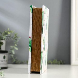 Шкатулка-книга дерево кожзам "Лама и кактусы" зеркало 26х17,5х5 см
