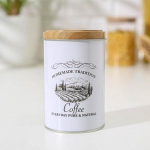Банка для кофе «Дом и поле», 12*7,5*7,5 см, цвет белый
