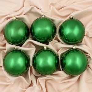 Набор шаров пластик d-10 см, 6 шт "Глянец" зелёный