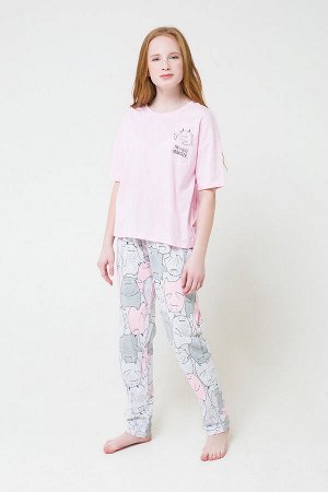 Комплект для девочки КБ 2679 нежно-розовый + монстрики на меланже
