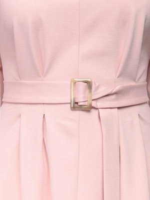 Платье розовое длины миди и с пышной юбкой с поясом